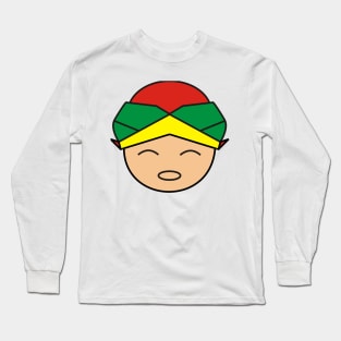 Smiling Red Green Yellow Blangkon Boy Long Sleeve T-Shirt